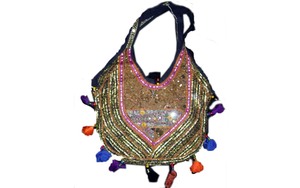 Sac à main vintage décontracté pour femmes Banjara multicolore petit sac à bandoulière avec double doublure en cuir fourre-tout à deux poignées - Product Image 2