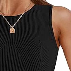 Camisetas sin mangas de moda de verano para mujer, camisas ajustadas acanaladas sin mangas, Top corto de diseño personalizado para mujer, fabricado por Dressports - Product Image 2