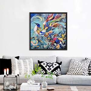 Abstract Phoenix Bird <b>Canvas</b> Print: Vibrant Wall Art Decor,BLACK <b>FRAMED</b> <b>CANVAS</b> - Product Image 1