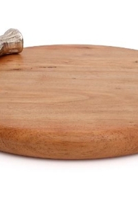 Wholesale Logo Customized Wooden Round Platter With Silver Leaf Handle For Restaurant Wedding Hotel in Bulk Quantity - Product Image 5