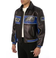 Veste en cuir AVIREX SPIDER RACER STREETWEAR pour homme, noire, coupe-vent, écologique, chauffante