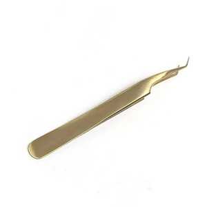 Juego de Pinzas para Extensión de Pestañas de Acero Inoxidable con Punta de Fibra Puntiaguda, Antimagnéticas, con Puntas Suaves, Color Oro Plasma - Product Image 3