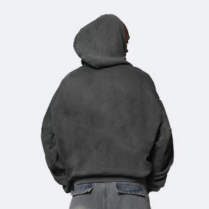 Sudaderas con capucha de felpa francesa en blanco personalizadas de alta calidad para hombres, ropa de calle, sudaderas con capucha de hombro caído de gran tamaño para fábrica - Product Image 5