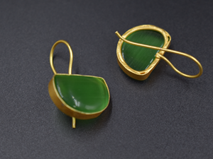 ต่างหูชุบทอง18K ต่างหูห้อยทำจากทองเหลืองฐาน monalisa - Product Image 3