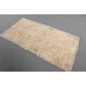 3.37x6.3 ft Vintage Rug, Turkish Rug, <b>Brown</b> Southwestern <b>Wool</b> Rug - Product Image 2