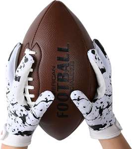 <b>Youth</b> American <b>Football</b> Receiver <b>Gloves</b> with High Quality Best Grip Custom Logo Exceptional Catching Player Features - Product Image 3