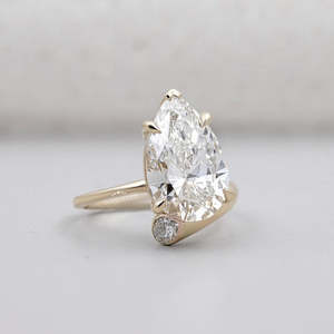 Yellow Gold Pear Shape <b>Diamond</b> <b>Ring</b> with Side Stone Accent - Product Image 2