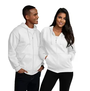 Sweat-shirts à fermeture éclair pour hommes, style décontracté, tissu doux en polyester/coton, écologique, respirant, coupe confortable, pour temps froid, couleur unie - Product Image 1