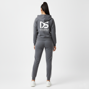 Style décontracté 100% coton pour l'hiver automne femmes haute qualité survêtement à capuche fermeture éclair Streetwear survêtement ensemble motif solide - Product Image 3