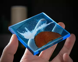 ARTISAN CRAFT-Posavasos de resina hechos a mano, conjunto de posavasos artísticos y modernos con patrones de remolino, perfectos para el bar de la oficina en casa - Product Image 4