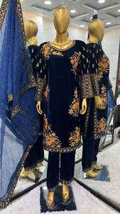 <b>Indian</b> Fully Stitched Bottom Heavy Viscose Velvet Embroidery Sequence Work Sleeve Ethnic Wear Outfit Embroidery Top and Bottom - Product Image 3