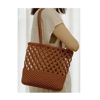 Premium femmes macramé fronde croix corps tissé à la main sac de paille à la main sac de rangement polyvalent marron foncé pour les mariages fêtes