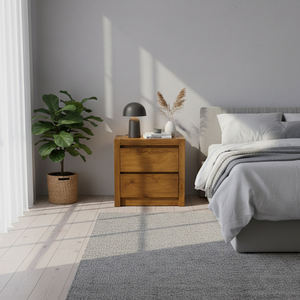 Modern Simplicity <b>Teak</b> <b>Bedside</b> <b>Table</b> with 2 Drawers | Crafted from Sustainable Indonesian Wood Bedroom - Product Image 6