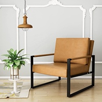 Meubles au design de luxe Fauteuils d'appoint en cuir PU Fauteuil Midcentury avec coussin ergonomique extra-large Canapé de salon robuste