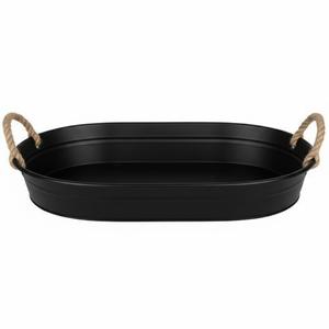 Plateau de service rectangulaire en métal galvanisé noir fait à la main, best-seller, avec poignée, pour la maison et la table de mariage - Product Image 5