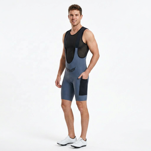 Cuissard de cyclisme ajusté pour homme en Spandex et Polyester, anti-humidité, bleu et noir, avec logo sur la jambe droite, pour adulte - Product Image 5