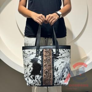 OEM ODM personalizado tallado a mano bolso de cuero de piel de vaca bolsos de gran tamaño gran colección de monedero de las señoras - Product Image 2