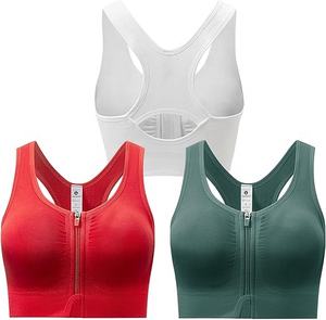 Sujetador deportivo para mujer con cremallera frontal, compresión, acolchado, para recuperación, con tirantes anchos y cierre de doble gancho para mayor comodidad. - Product Image 6