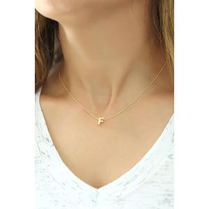 Azuris 925 plata esterlina tridimensional letra F fino colgante collar Turquía origen - Product Image 1
