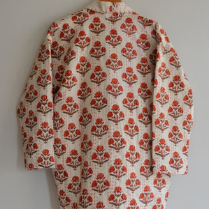 Vintage Kantha longues vestes avec manches longues et poches Design réversible brodé manteau longue veste Kimono indien fait à la main - Product Image 3