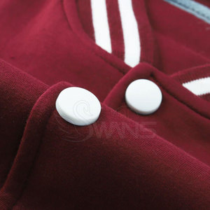 Men's Maroon Varsity <b>Jacket</b> with <b>White</b> Sleeve and Embroidered Logo Preppy Style Regular Fit Autumn Wear - Product Image 2