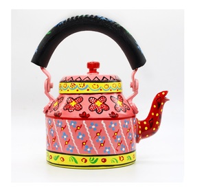 กาน้ำชาและกาต้มน้ำทาสีมือดีไซน์ใหม่,กาน้ำชาและกาน้ำชา Jaipuri รูปแบบใหม่ราคาขายส่งหม้อชาโลหะ - Product Image 5