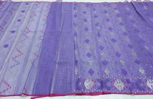 Qualité Exportation Exclusive Violet Deshi Dhakai Jamdani Sharee pour Femme JAMDANI TISSU ROUGE VERT Doré Bleu Ciel du Bangladesh - Product Image 6