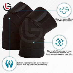 High Quality Lightweight Neoprene Gym <b>Compression</b> <b>Knee</b> Wraps for Fitness & Weightlifting - Product Image 3