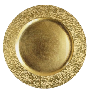 Plato de Presentación Redondo de Metal con Borde Texturizado Hecho a Mano para Fiestas de Boda, Catering, Restaurantes y Cocina - Product Image 1