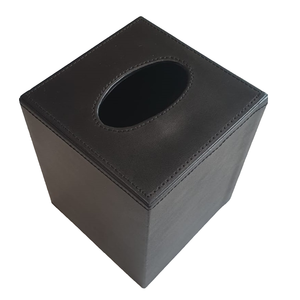 Boîte de porte-mouchoirs en cuir PU de haute qualité-Noir. - Product Image 1
