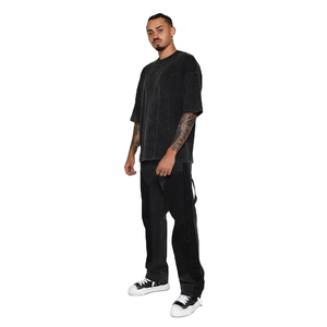 Camiseta con estampado de algodón 100% personalizado para hombre, 250gsm, peso pesado, lavado con ácido, estilo Vintage, Unisex, diseño antiarrugas de gran tamaño - Product Image 3