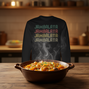 Camiseta de manga larga con diseño de comida retro Jambalaya, ropa unisex - Product Image 3