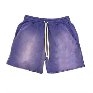 2025 Summer Men's Acid Wash <b>Shorts</b> Custom Logo French Terry 100% Cotton High Quality Streetwear <b>Gym</b> Use Breathable 100% Cotton - Product Image 1