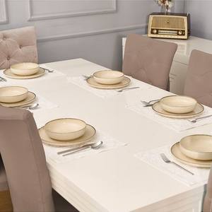 Juego de manteles individuales blancos de algodón 100% de 12 piezas con patrón Floral manteles decorativos 35x45cm accesorio de mesa de comedor elegante duradero - Product Image 4