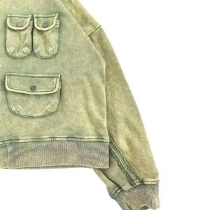 Sweat à capuche vintage en molleton à fermeture éclair pour homme Mélange de coton/polyester Streetwear lourd Surdimensionné Hiver Anti-rétrécissement Logo personnalisé - Product Image 3