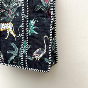 Bolso Tote de hombro de algodón ecológico de alta calidad con logotipo personalizado Estampado de jungla tamaño 18x18 para mujer compras comestibles promocional - Product Image 2