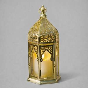 Silver Finish Metal <b>Moroccan</b> <b>Lantern</b> with Glass Panels Intricate Cutwork Warm Candle Glow Elegant Festive Home Decor Gift - Product Image 4