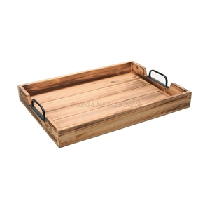 Handmade Wooden <b>Tray</b> in Soft Gray Color with Modern Rectangular Shape and Textured Finish Perfect for Elegant <b>Serving</b> - Product Image 5