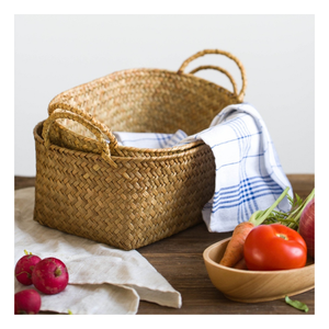 Service personnalisé Paniers en rotin de stockage en jonc de mer tissés pliants naturels multifonctionnels écologiques avec poignée pour les boissons - Product Image 3