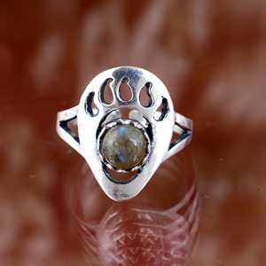 Trendy Bear Paw <b>Labradorite</b> Brass <b>Ring</b> Silver Plated Adjustable Tribal Rustic Style Vintage Unisex Wholesale <b>Ring</b> Animal Paw - Product Image 5