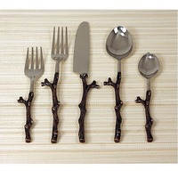 Couverts à poignée ondulée polie miroir doré design coréen ensemble de couverts réutilisables fait à la main populaire couteau occidental fourchette cuillère