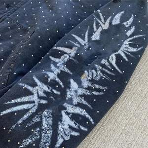 Custom Manufacturer Heavyweight Distressed Embroidery Patch Zipper <b>Jackets</b> Zip up Acid Wash <b>Rhinestone</b> Hoodie - Product Image 3