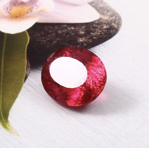 Sangue di piccione sintetico rubino coltivato in laboratorio 18x14mm gemma sfuso impeccabile Burma rubino con taglio ovale color acquamarina - Product Image 3