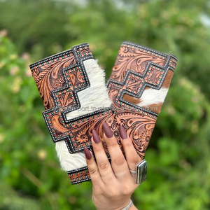 กระเป๋าคลัทช์หนังวัวแท้ลายสลักมือสไตล์ตะวันตก วินเทจ ใส่บัตรเครดิต เงินสด ของขวัญ - Product Image 4