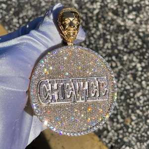 Luxe 925 Argent Moissanite Diamant Glacé Argent Caution Personnalisable Hip Hop Partie Bijoux Pendentifs Charmes - Product Image 1