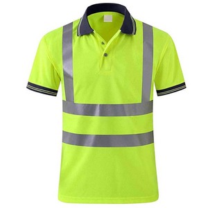High Visibility Cotton Breathable Short Sleeve <b>Polo</b> Shirt Customized Your Design Reflective Stripes Unisex Workwear - Product Image 4