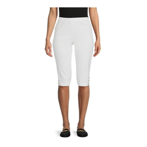 Pantaloni Capri da Donna RealSize 17 Elasticizzati con Brillantini, Vita Alta, Modello a Matita, Traspiranti, Stile Cargo con Tecnica Stropicciata, Taglia L - Product Image 4