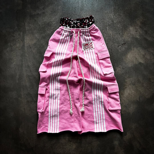 Lavado personalizado Multi bolsillos de algodón de doble cintura de pierna ancha pantalones de lavado Vintage se desvaneció la impresión digital pantalones de carga holgados hombres - Product Image 1