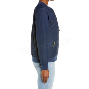New Arrival <b>Women's</b> Plus Size <b>Bomber</b> <b>Jacket</b> Stylish Regular <b>Lightweight</b> Full Zipper Breathable Canvas Fabric Stand Plain Dyed - Product Image 4