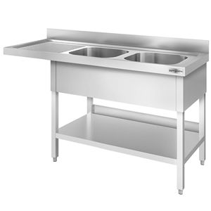 Évier de lave-vaisselle professionnel PREMIUM - 1600x600mm - Double évier - Égouttoir côté gauche - Product Image 4